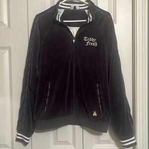 Teddy Fresh Gray Blue Velour Unisex Track Jacket Size Size Medium Streetwear